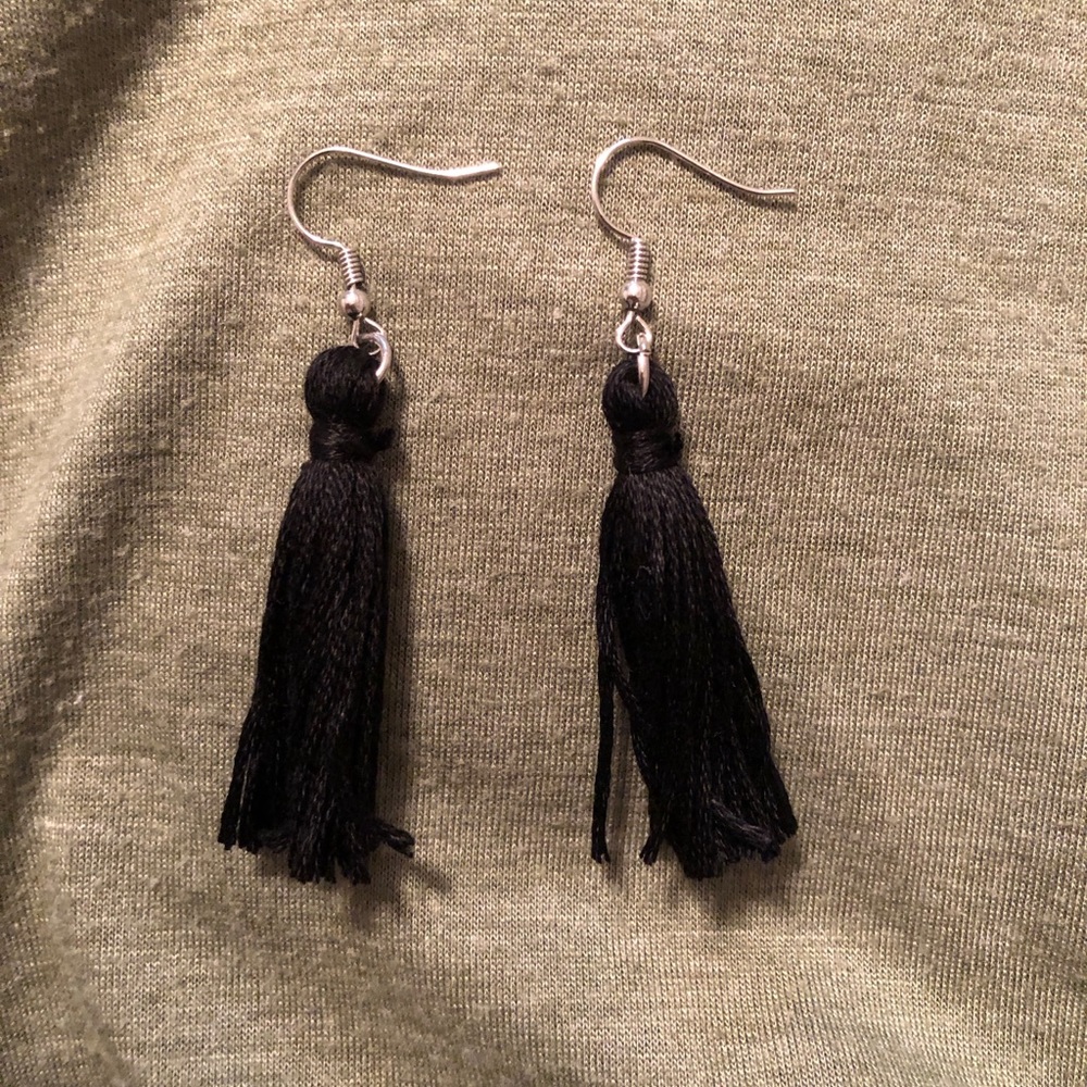 Black tassel earrings